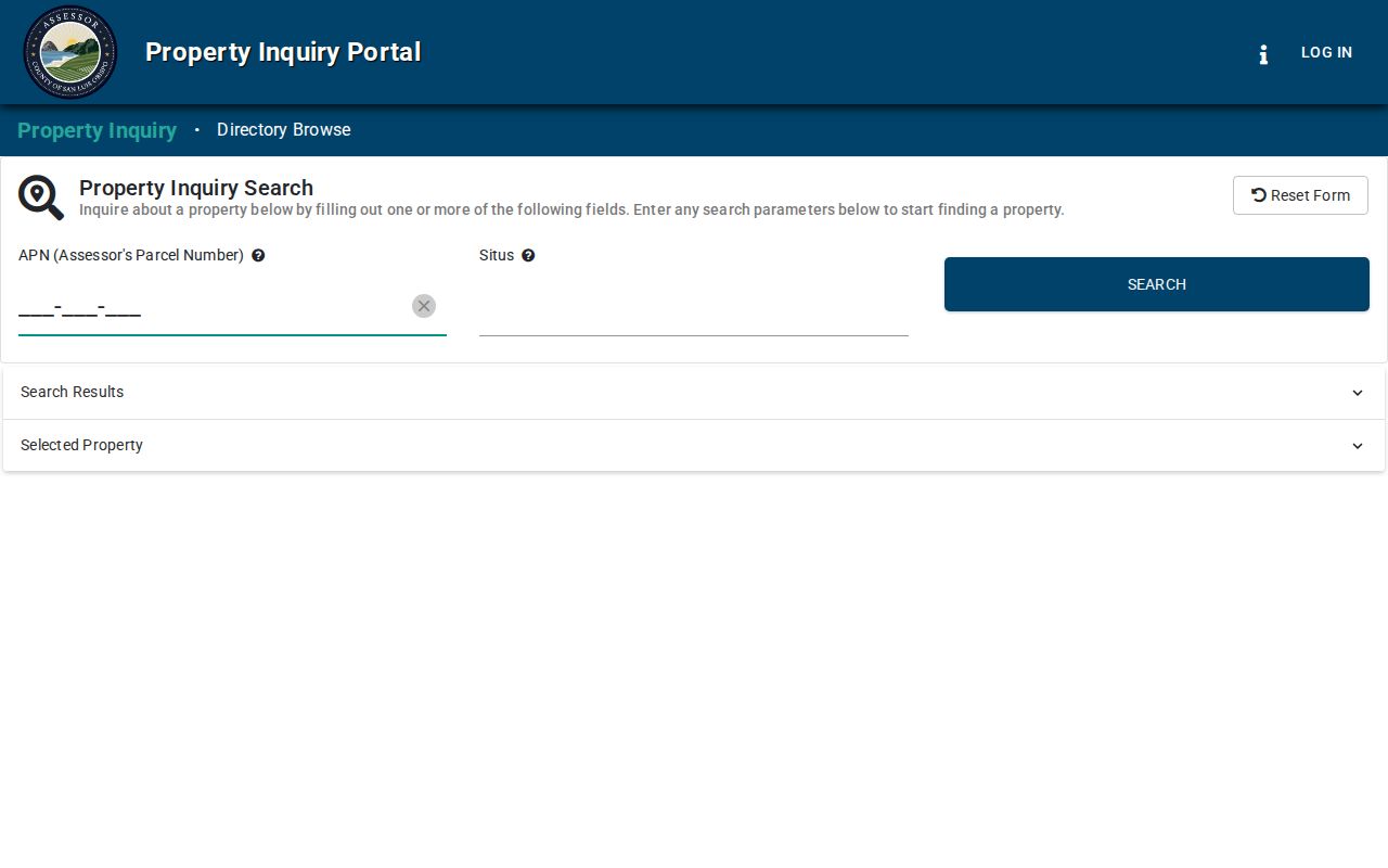 San Luis Obispo County people search using the Assessor Property Inquiry Portal