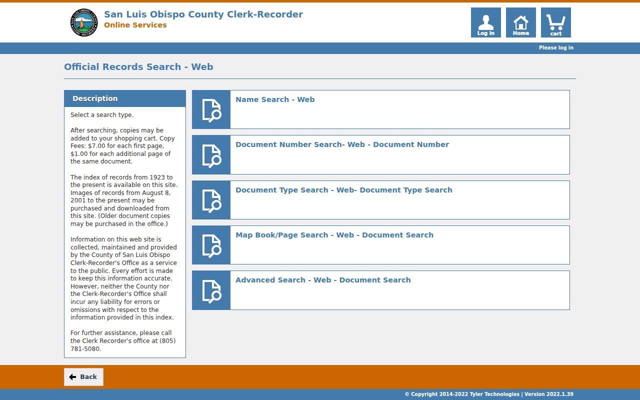 San Luis Obispo County people search through the Official Records Search