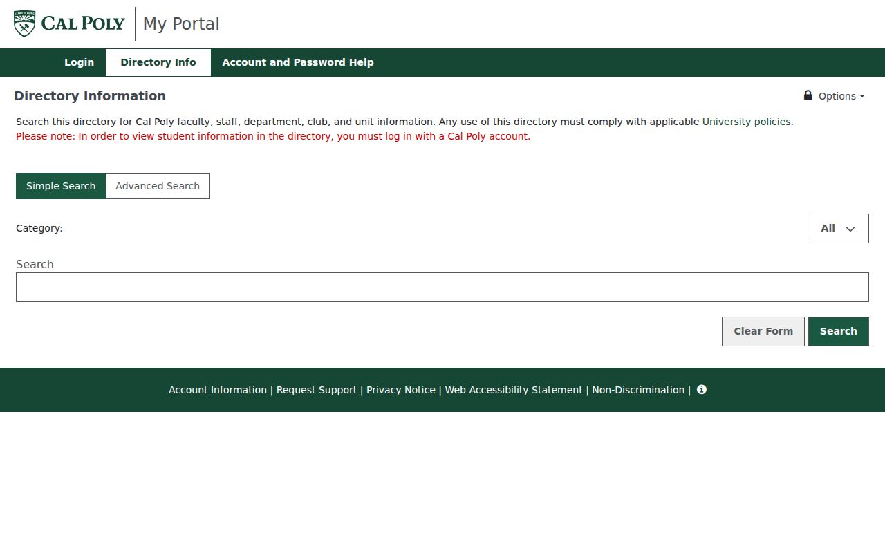 San Luis Obispo County people directories Cal Poly search